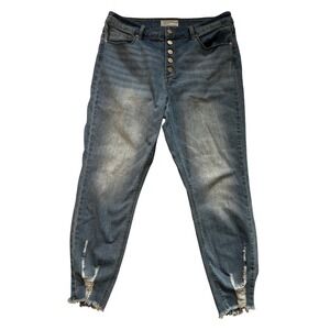 banjara denim jeans women high rise button distressed ankle crop blue size 1/31